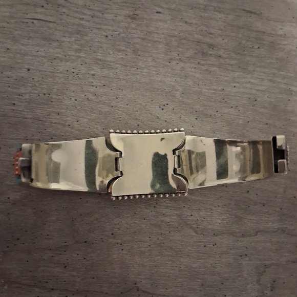 Coral, Turquoise And Lapis Lazuli Gemstone Bangle - Picture 4 of 4